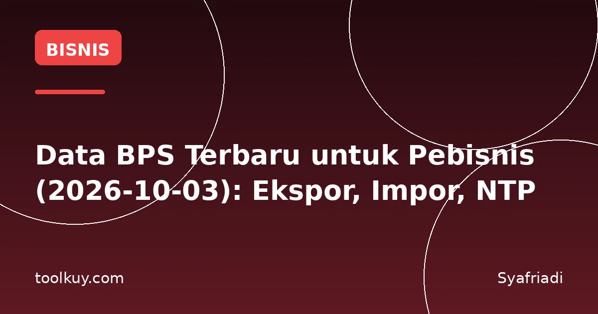 Data BPS Terbaru untuk Pebisnis (2026-10-03): Ekspor, Impor, NTP