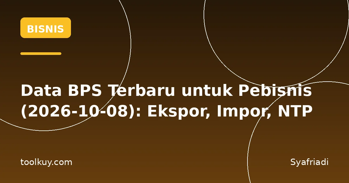 Data BPS Terbaru untuk Pebisnis (2026-10-08): Ekspor, Impor, NTP