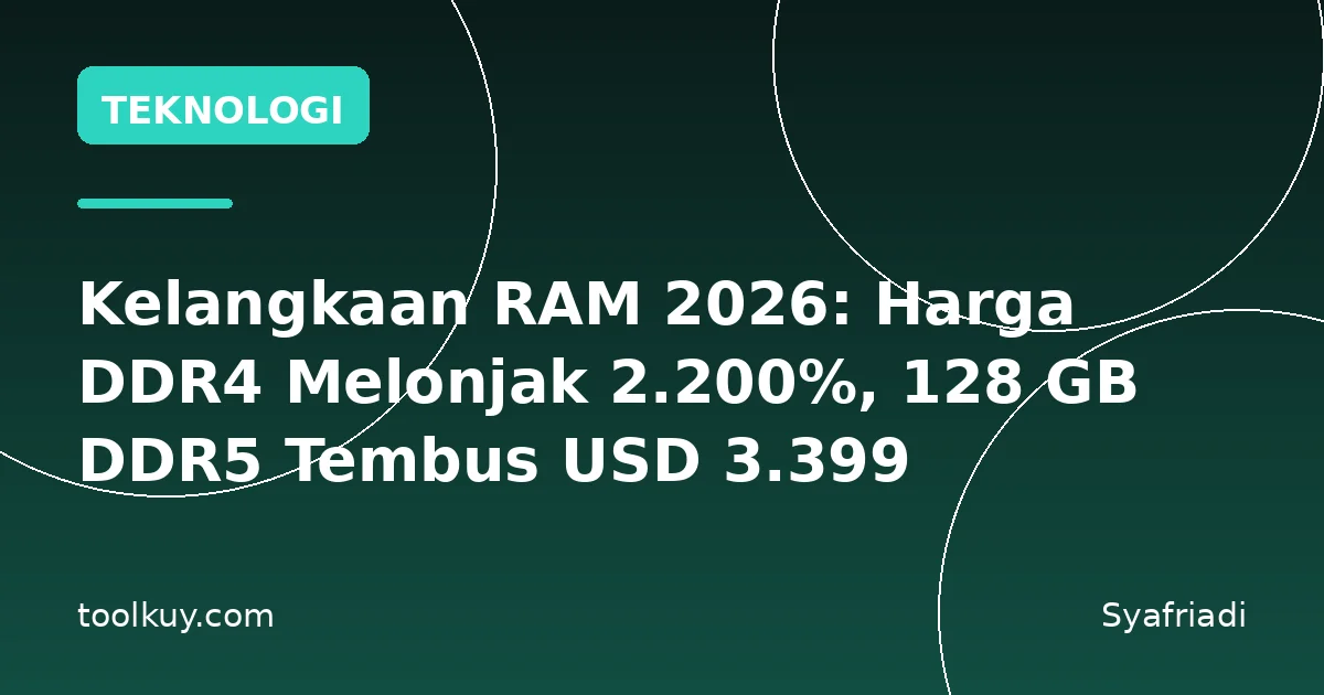 Kelangkaan RAM 2026: Harga DDR4 Melonjak 2.200%, 128 GB DDR5 Tembus USD 3.399