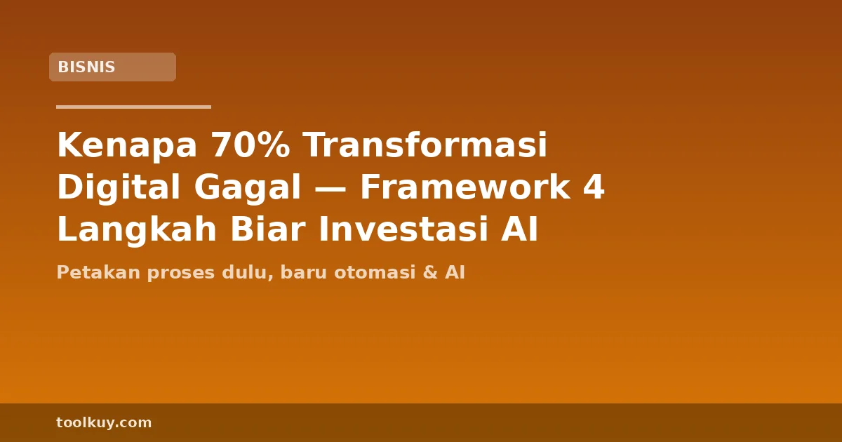 Kenapa 70% Transformasi Digital Gagal — Framework 4 Langkah Biar Investasi AI Tidak Mubazir